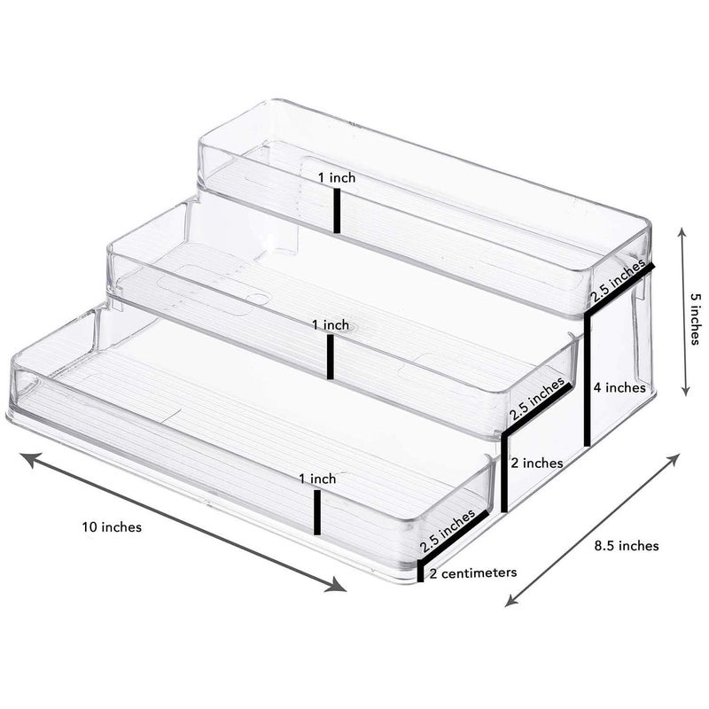 Home Intuition 3-Tier Spice Rack Step Shelf Cabinet Organizer, Clear (2) - Image 5